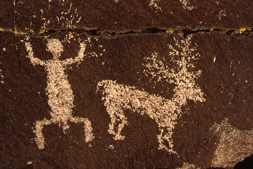 Petroglyph, Very Excited Man with Deer